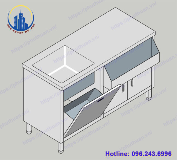 Quầy Chậu Rửa Có Thùng Rác PT